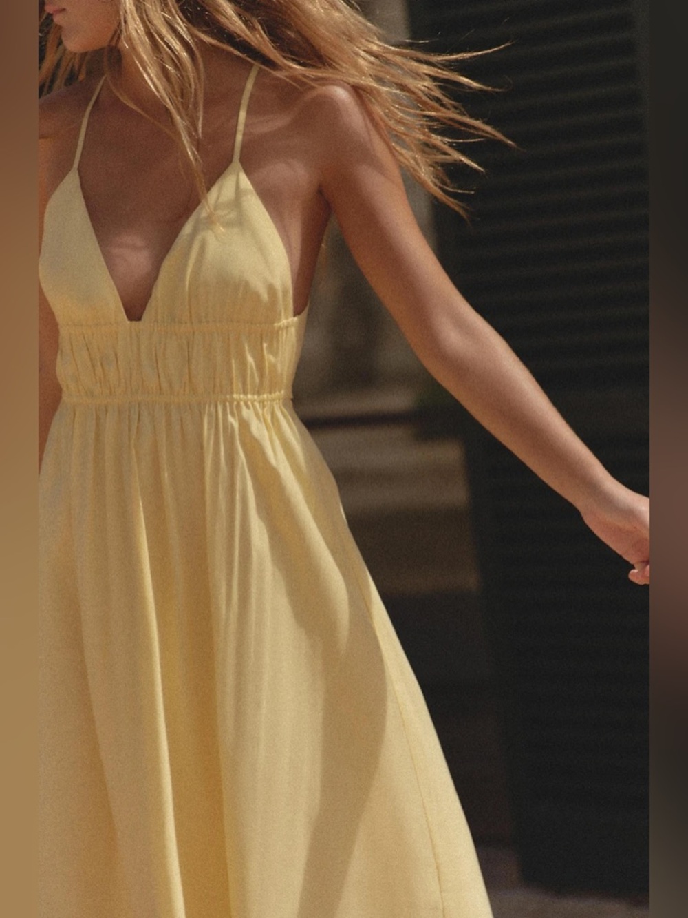 Zara Butter Yellow Bohemian Halter Cotton Maxi Dress - Picture 5 of 12
